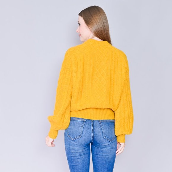 DEMYLEE x J. CREW Wool Blend Mustard Knit Sweater - Picture 4 of 6